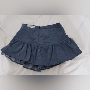 Blue Ruffled Denim Skort